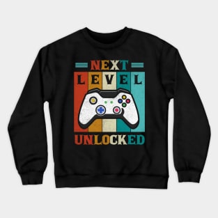 Retro Next Level Unlocked Funny Gamer Video Gaming Gift Crewneck Sweatshirt